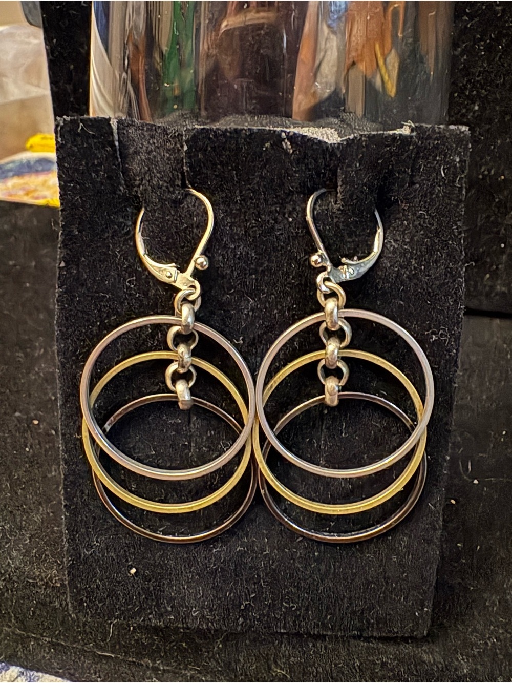 Silver, Gunmetal and Gold-Tone Multi Hoop Drop Earrings - Women Jewelry